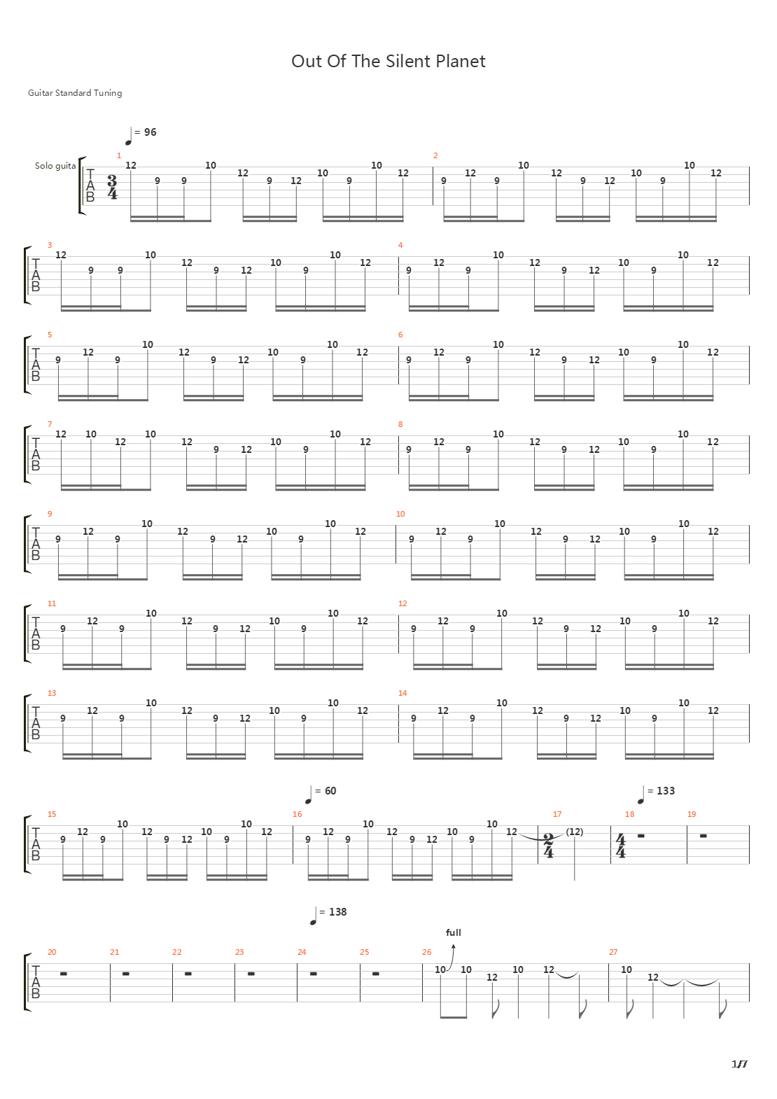 Out Of The Silent Planet吉他谱