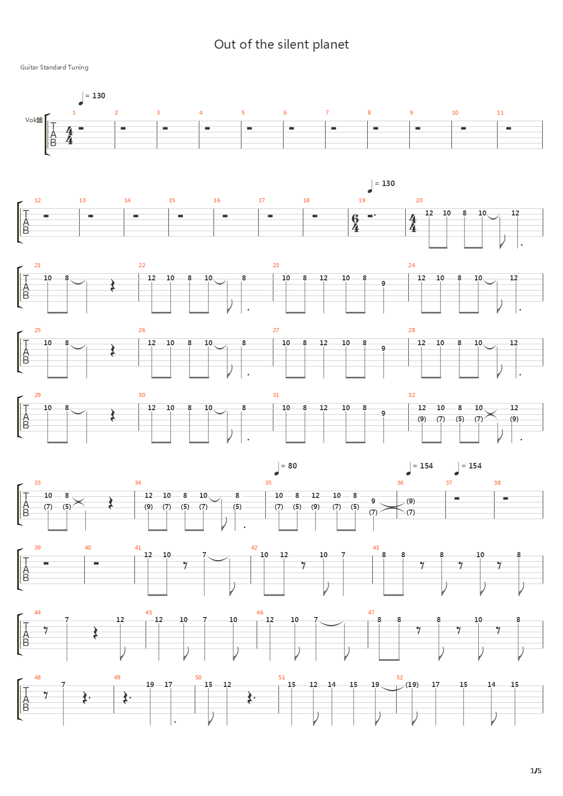 Out Of The Silent Planet吉他谱
