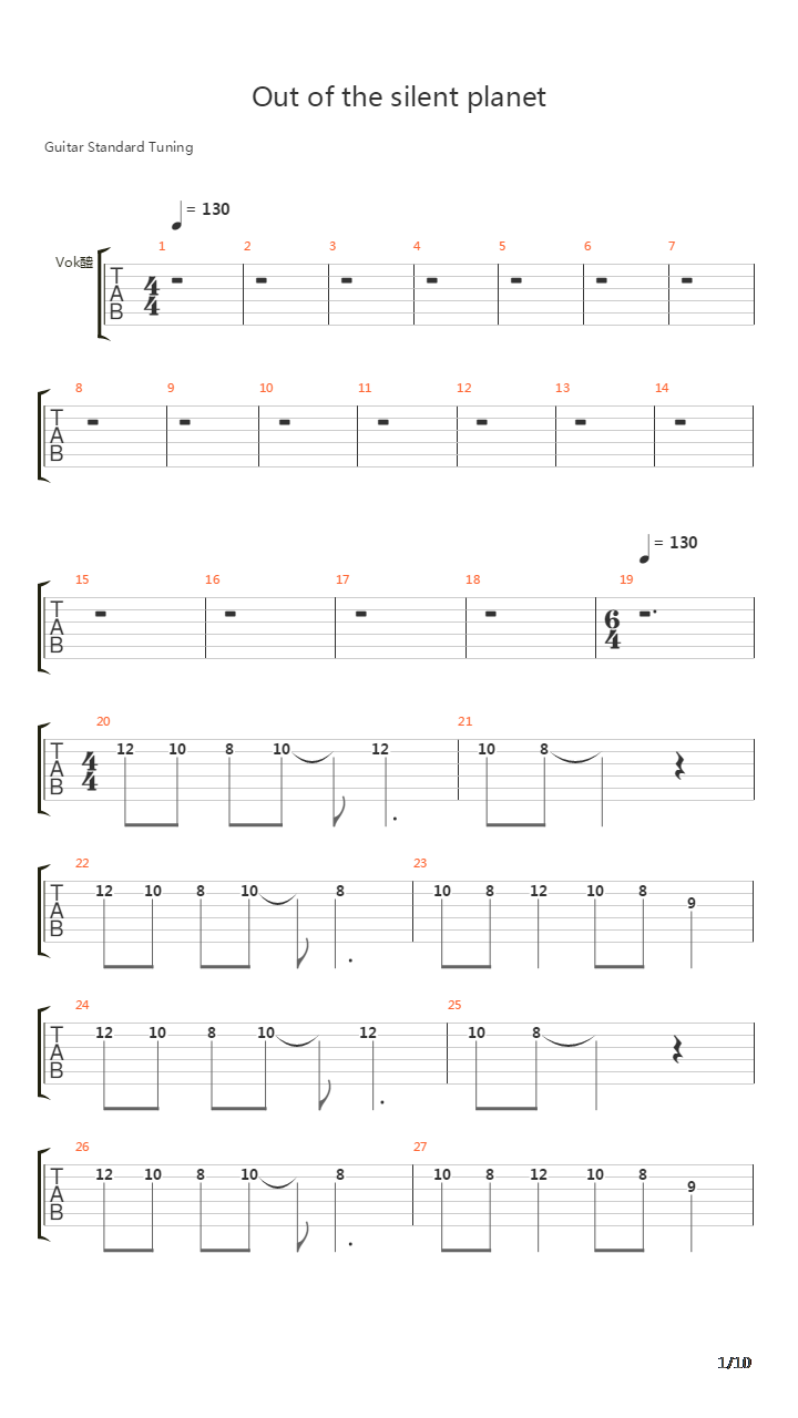 Out Of The Silent Planet吉他谱