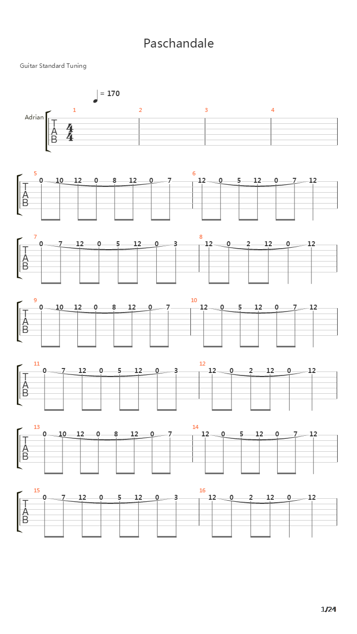 Paschendale吉他谱