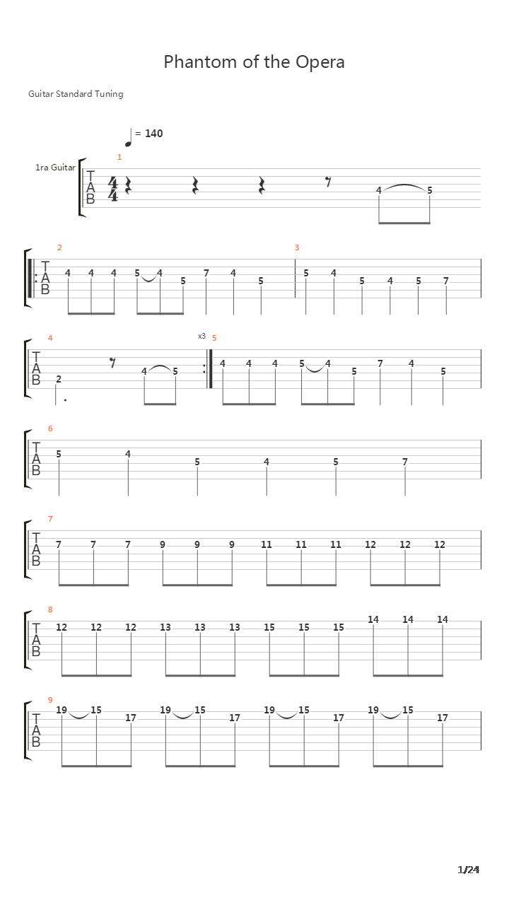 Phantom Of The Opera吉他谱
