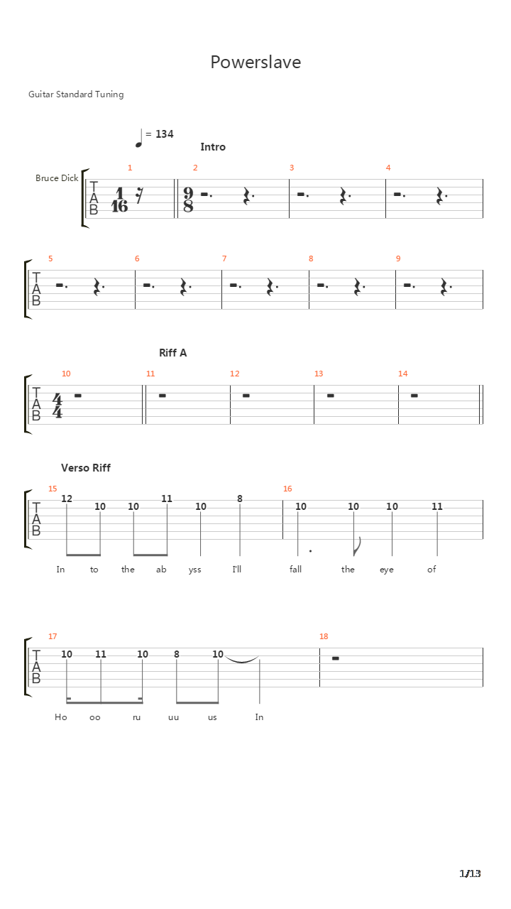 Powerslave吉他谱