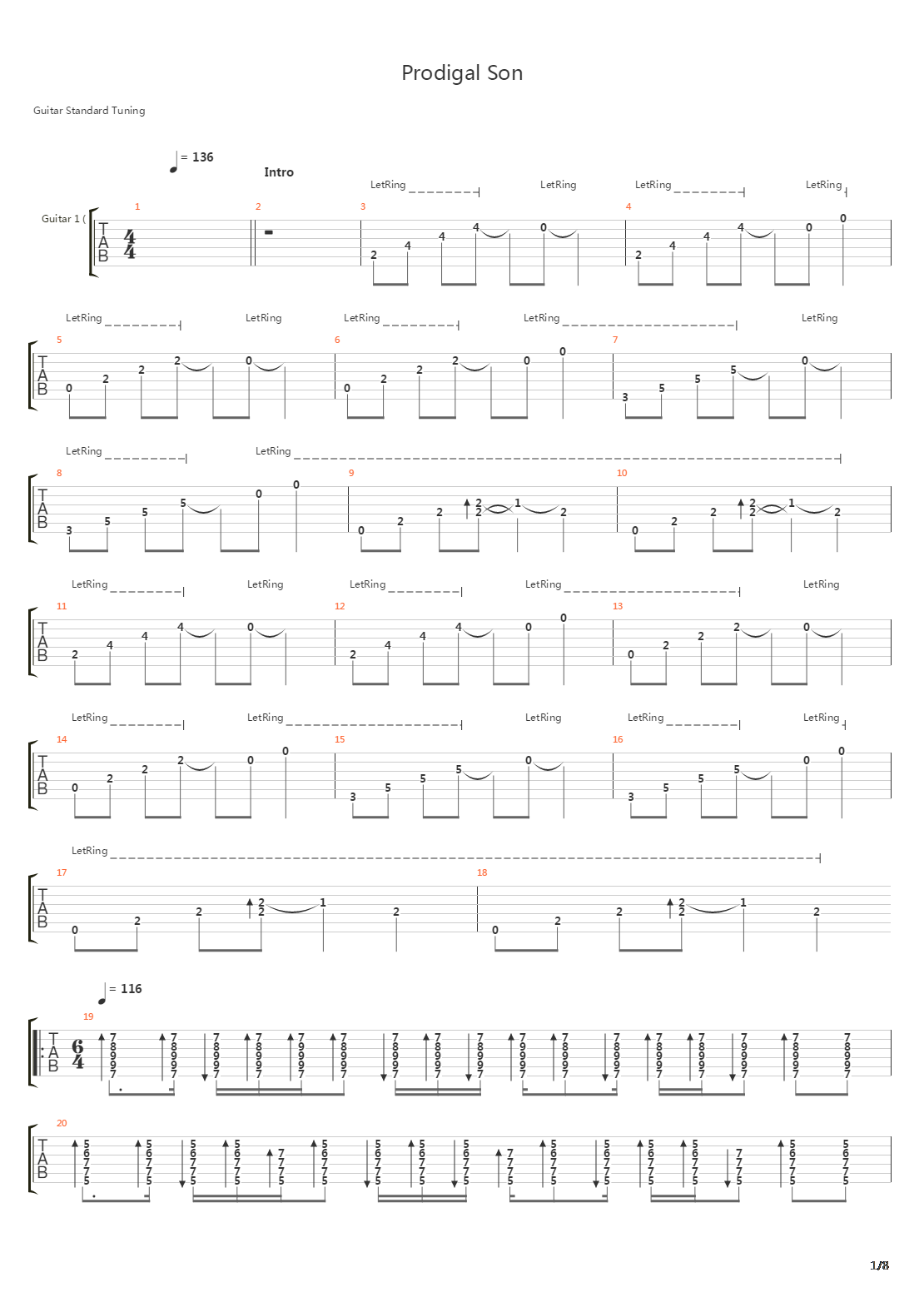 Prodigal Son吉他谱