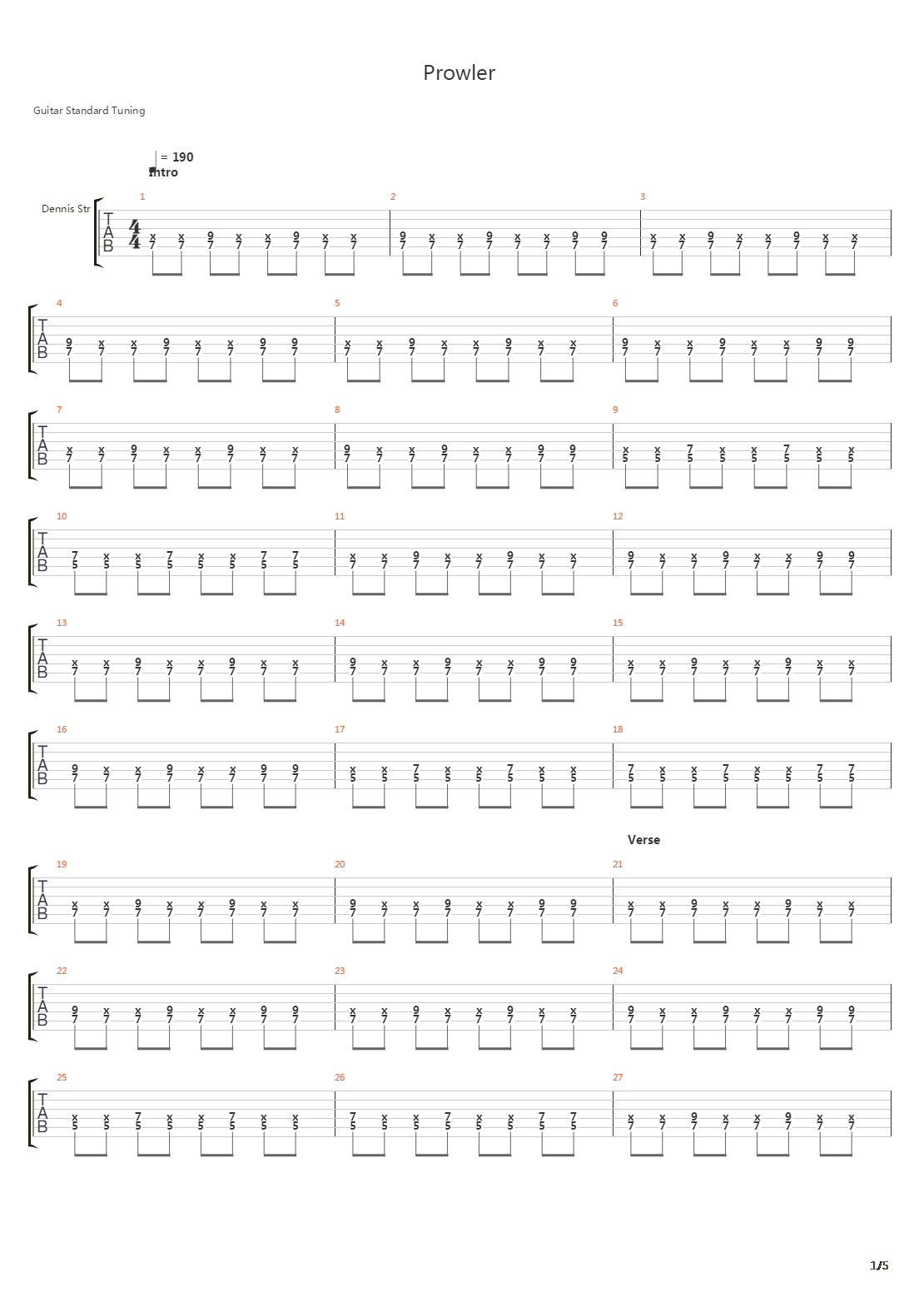 Prowler吉他谱