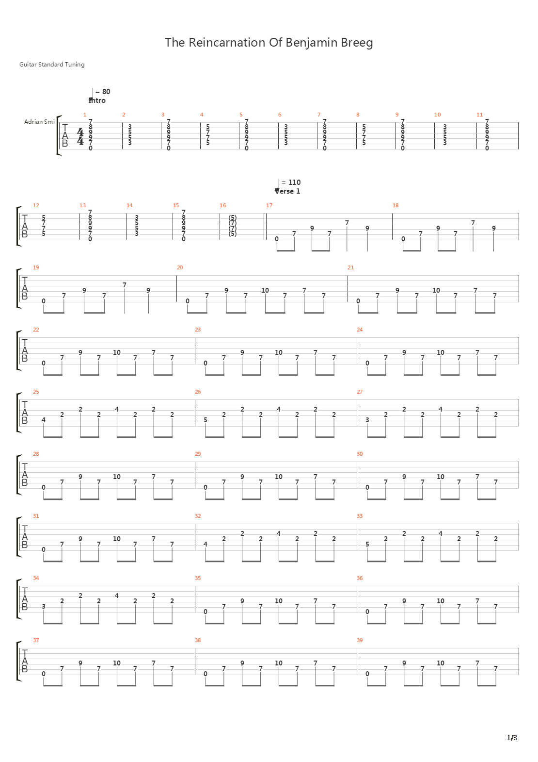 Reincarnation Of Benjamin Breeg吉他谱