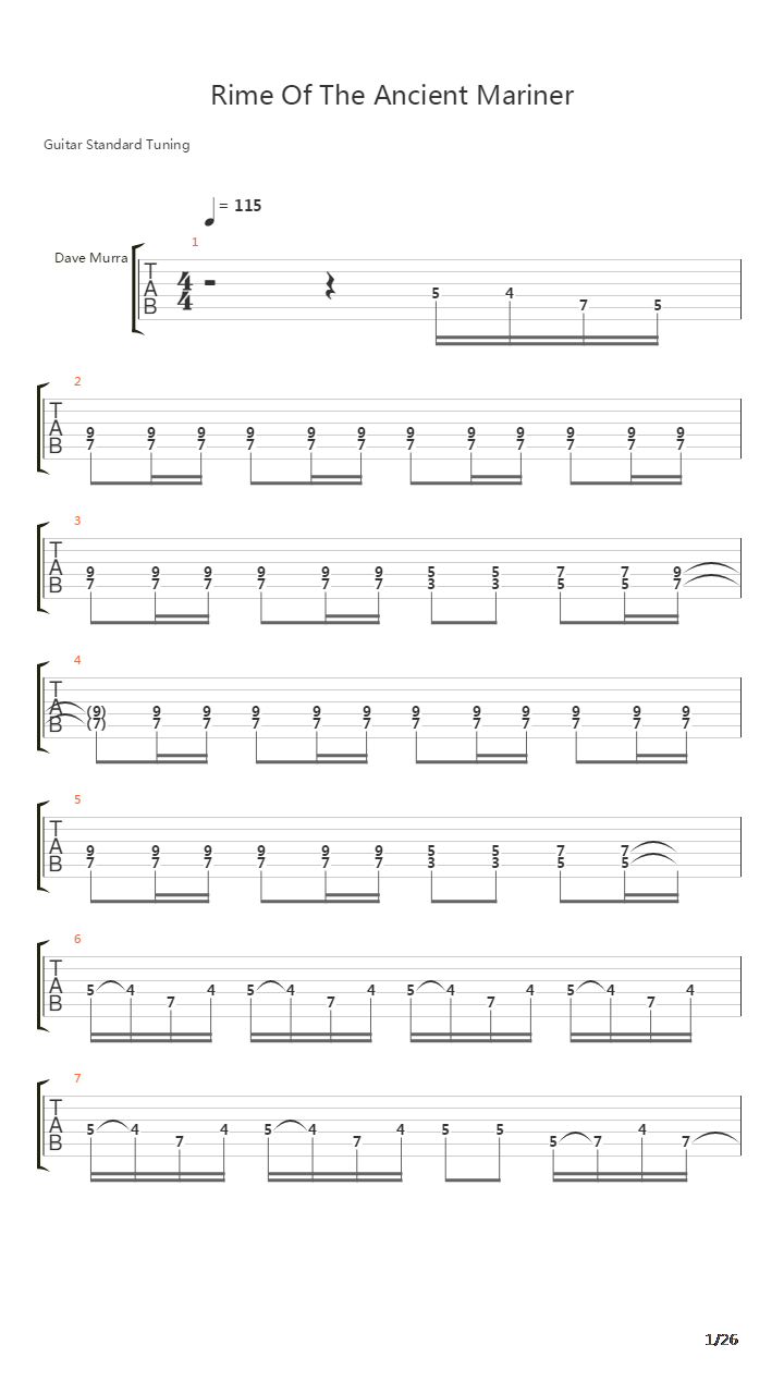 Rime Of The Ancient Mariner吉他谱