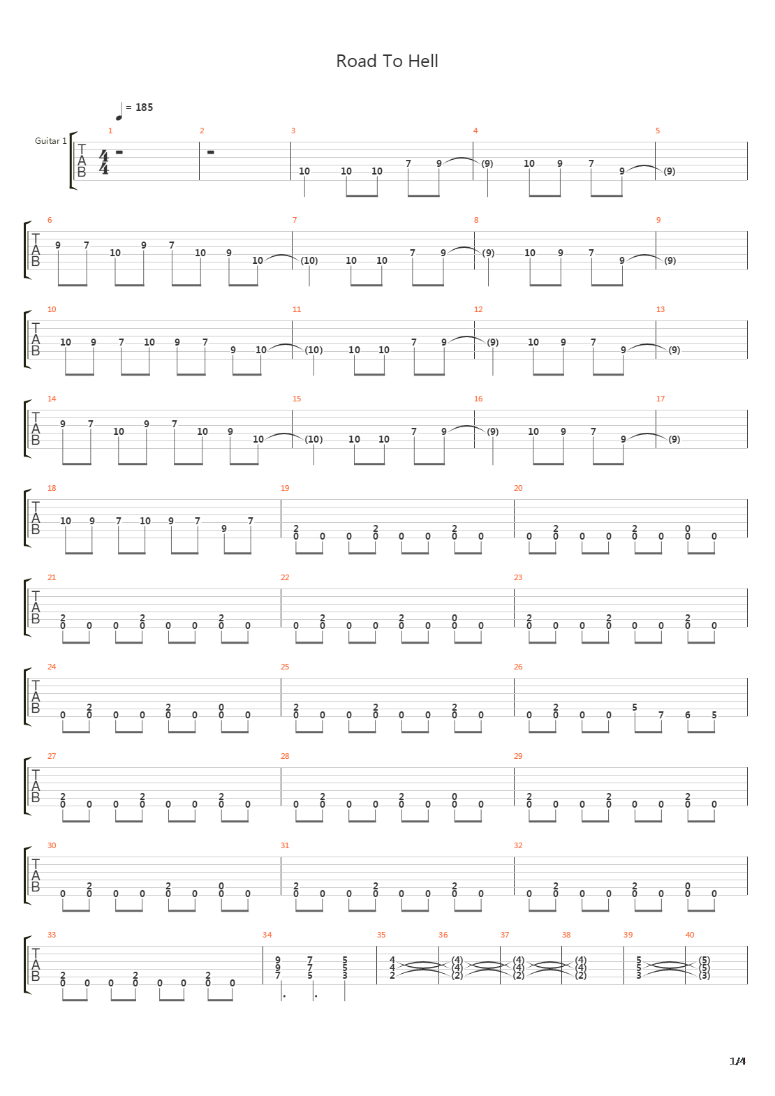 Road To Hell吉他谱