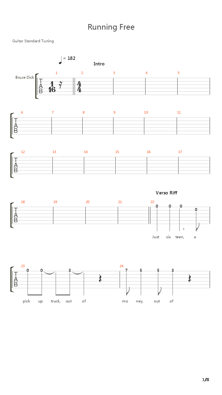 Running Free吉他谱