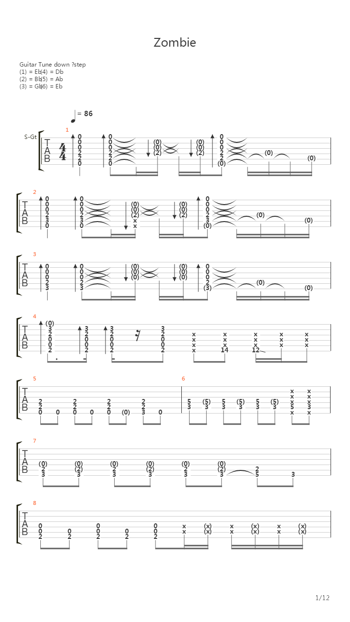 Zombie吉他谱