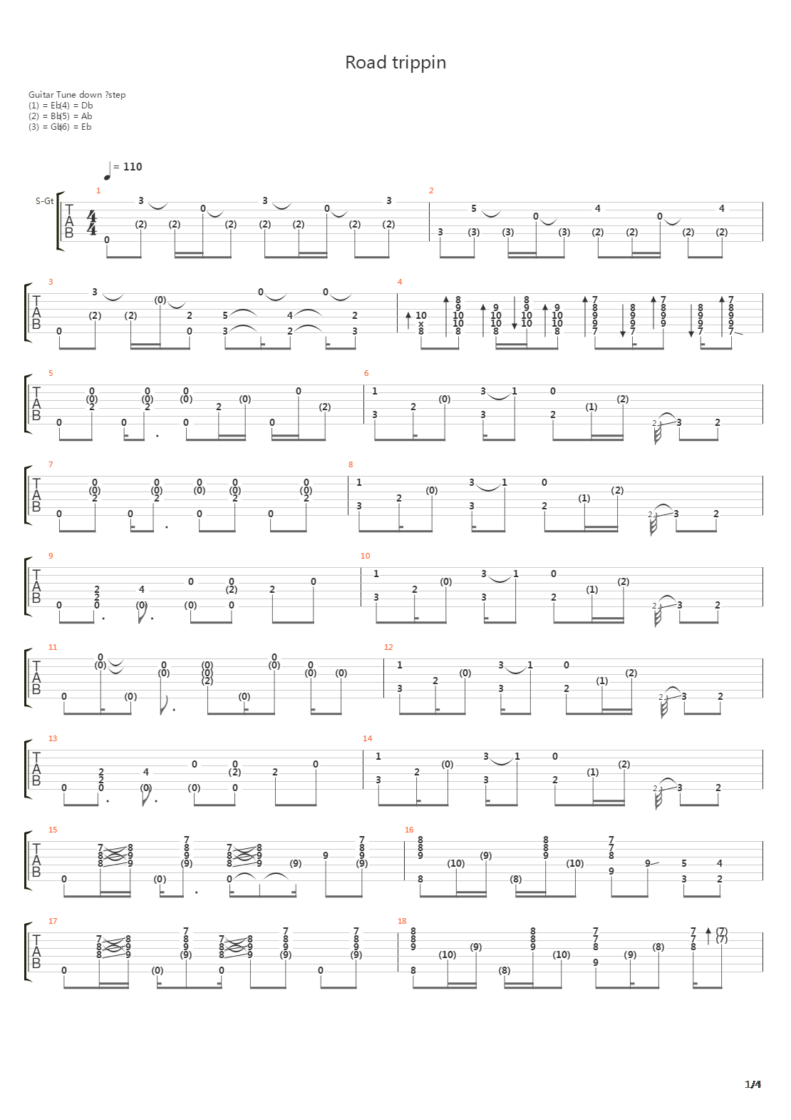 Road Trippin吉他谱