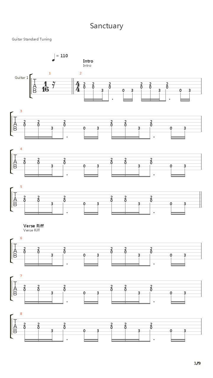 Sanctuary吉他谱