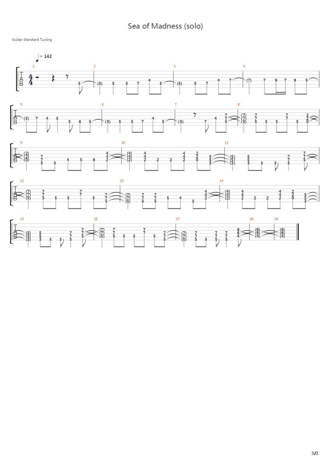 Sea Of Madness吉他谱