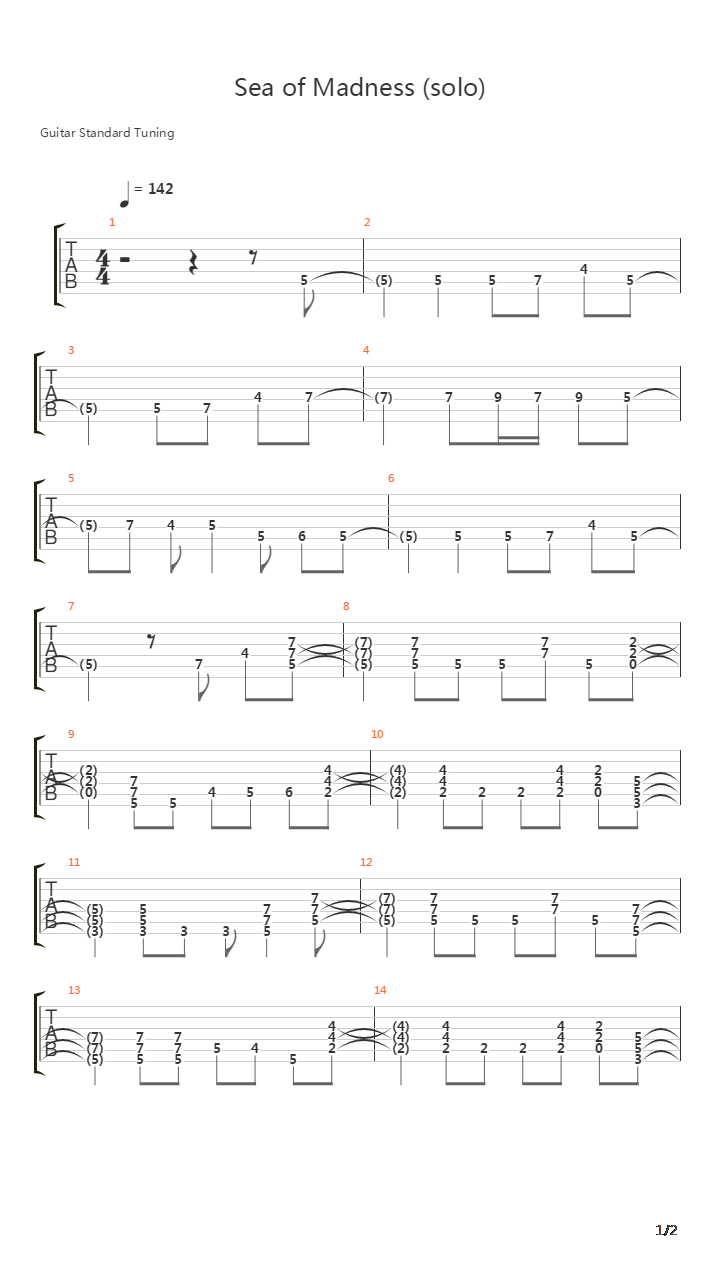 Sea Of Madness吉他谱