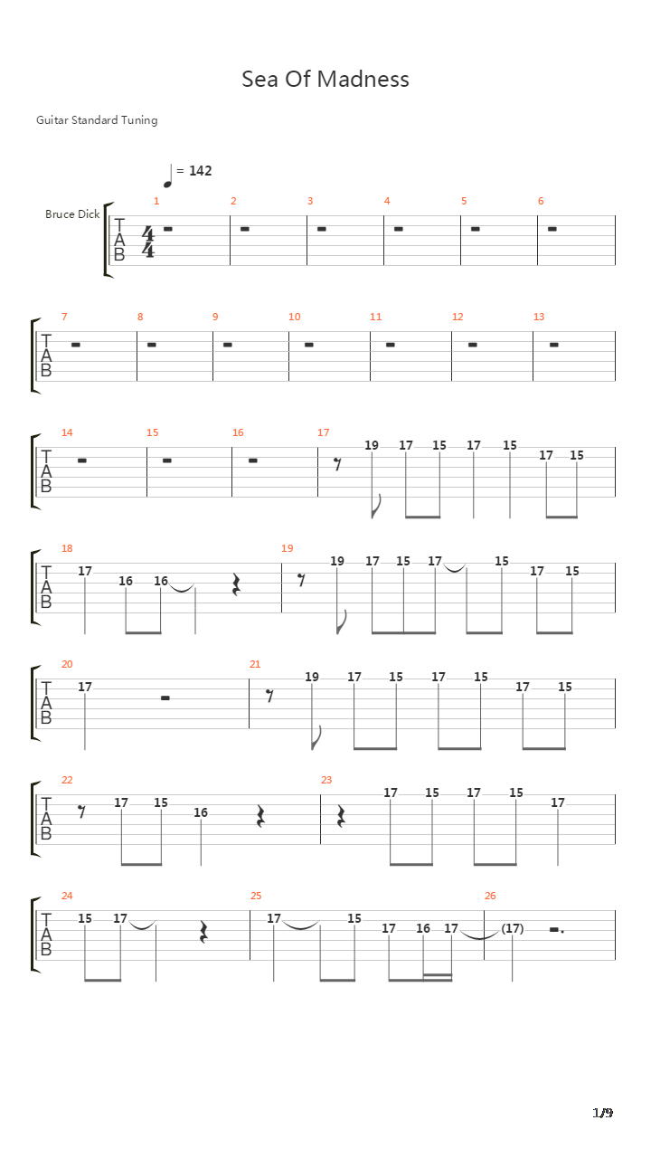 Sea Of Madness吉他谱