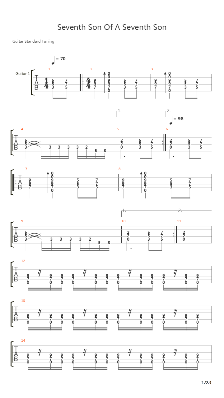 Seventh Son Of A Seventh Son吉他谱