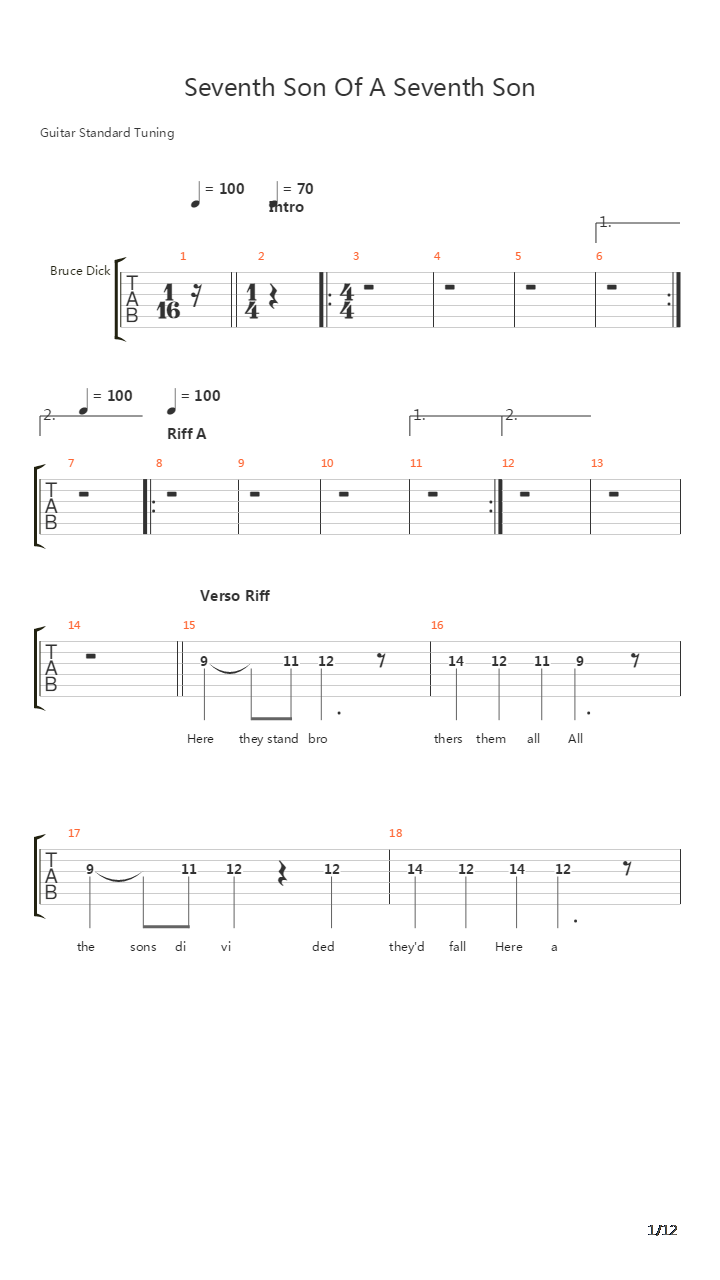 Seventh Son Of A Seventh Son吉他谱