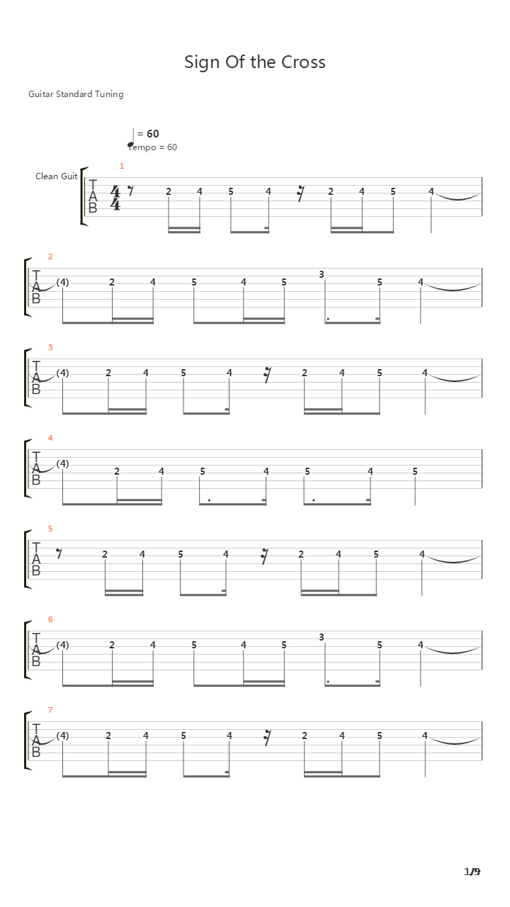 Sign Of The Cross吉他谱