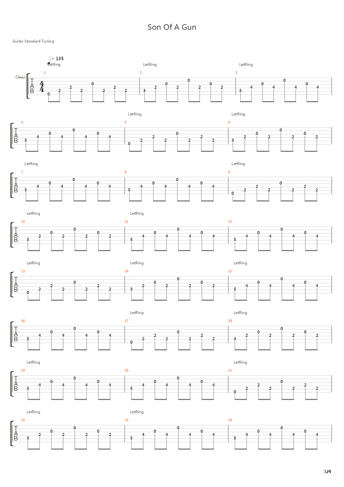 Son Of A Gun吉他谱