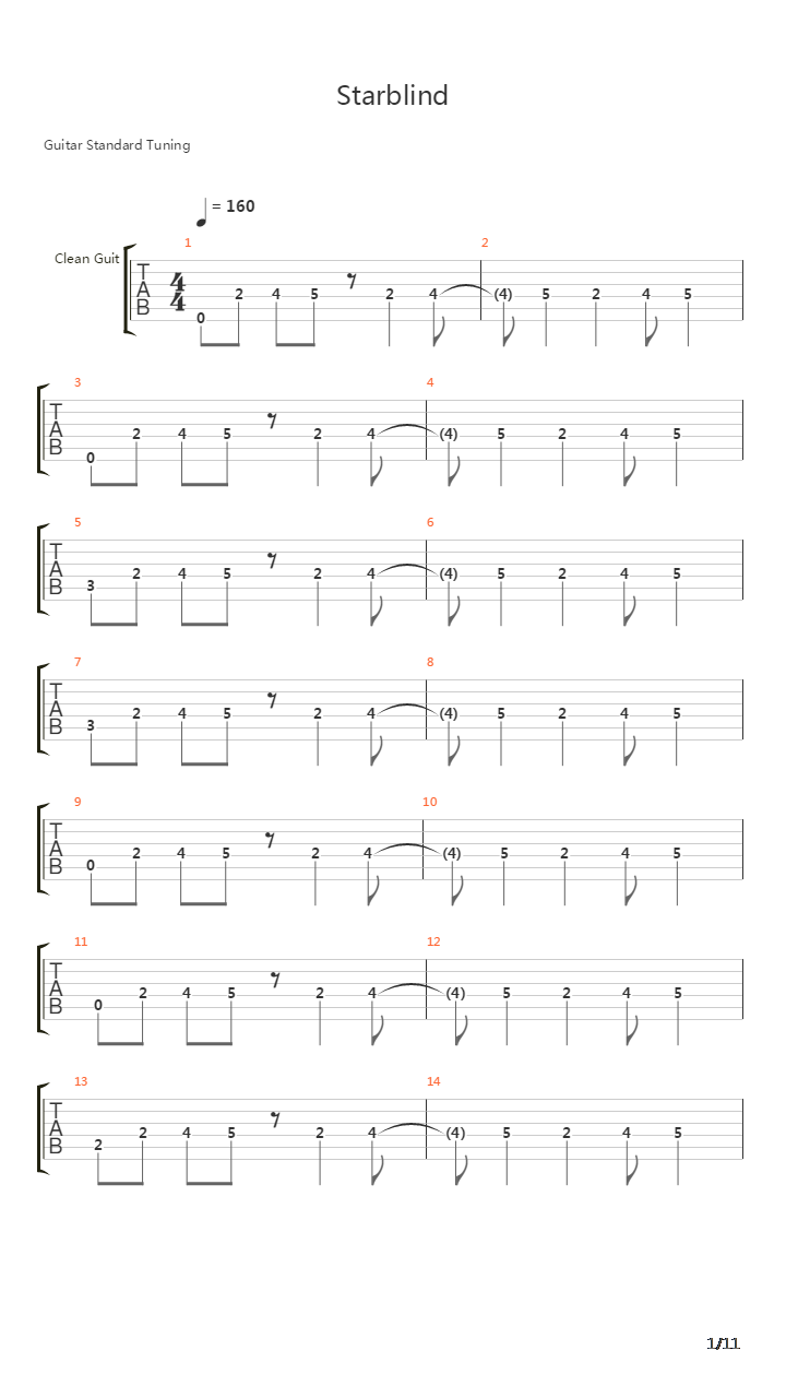 Starblind吉他谱