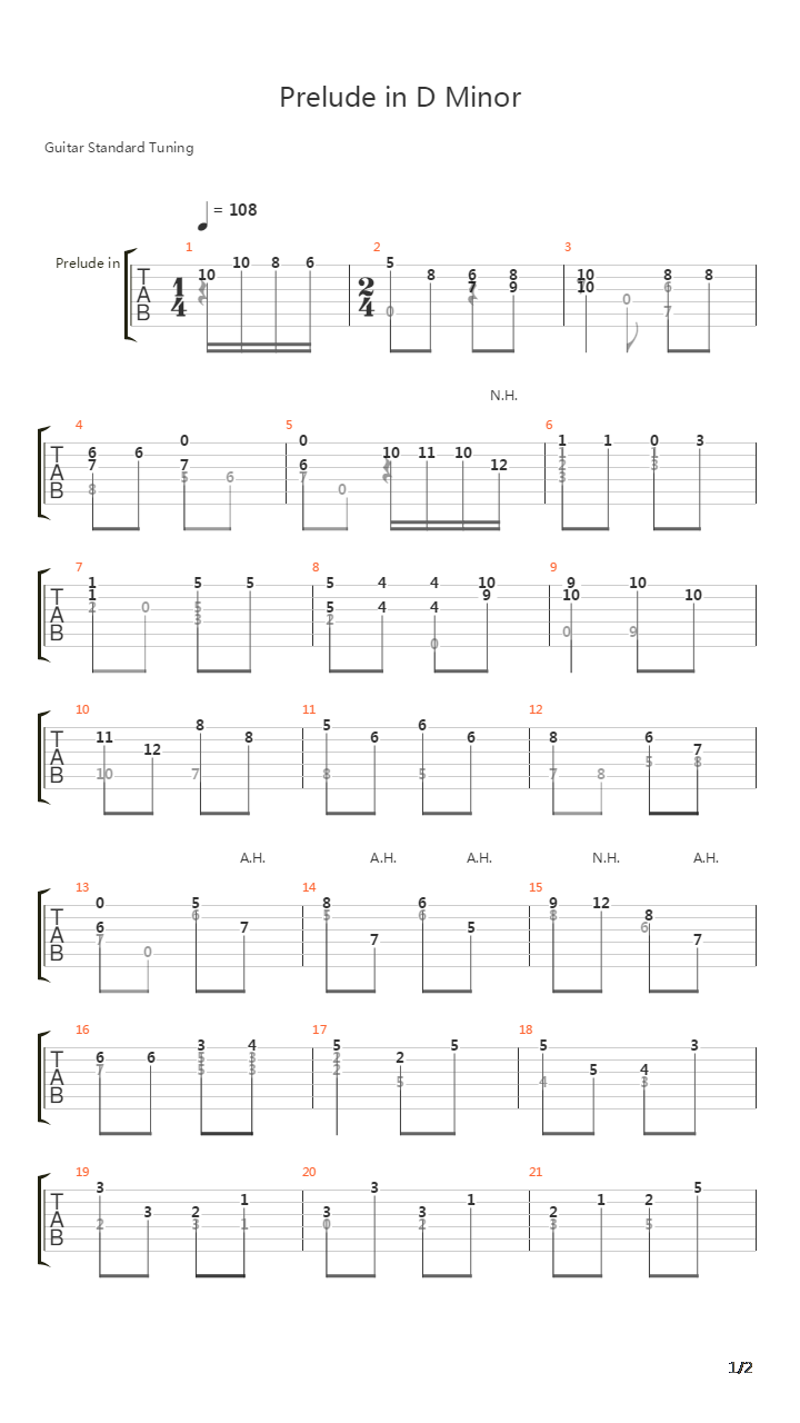 Prelude In D Minor吉他谱