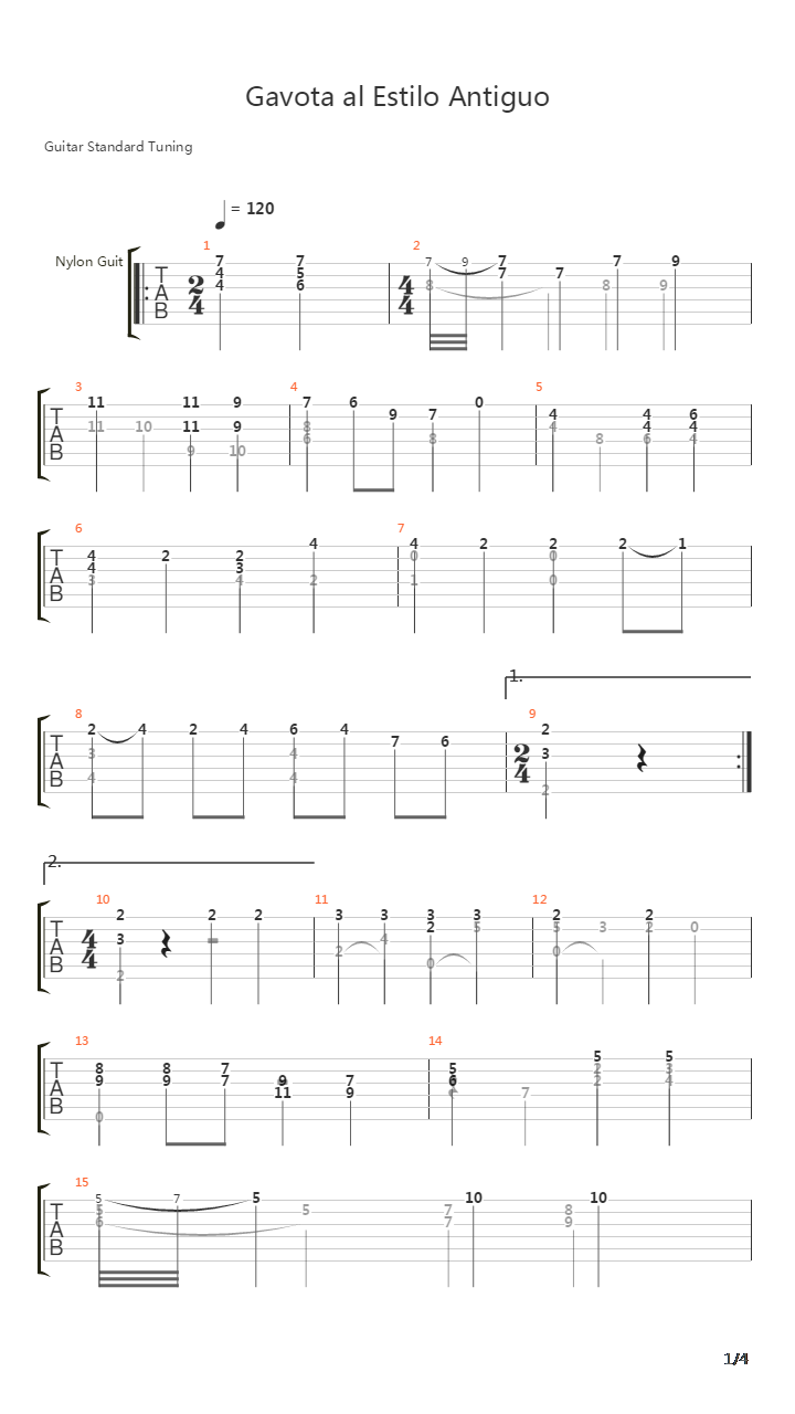 Gavota al Estilo Antiguo吉他谱