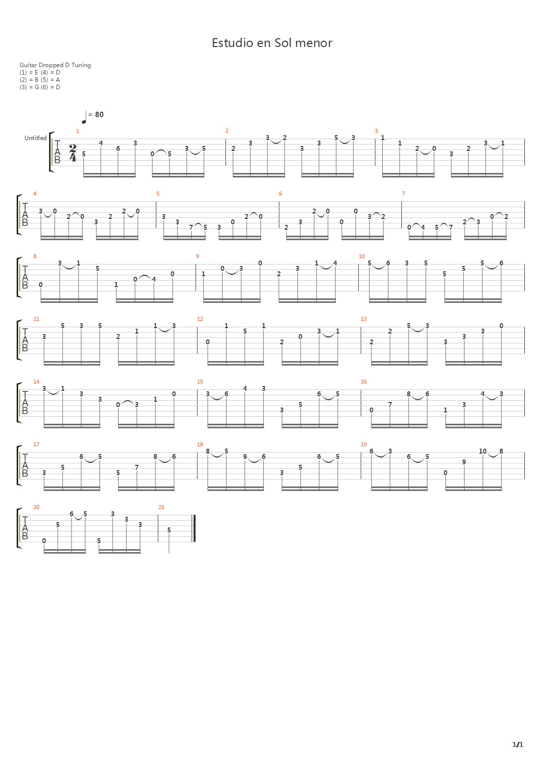 Estudio En Sol Menor吉他谱