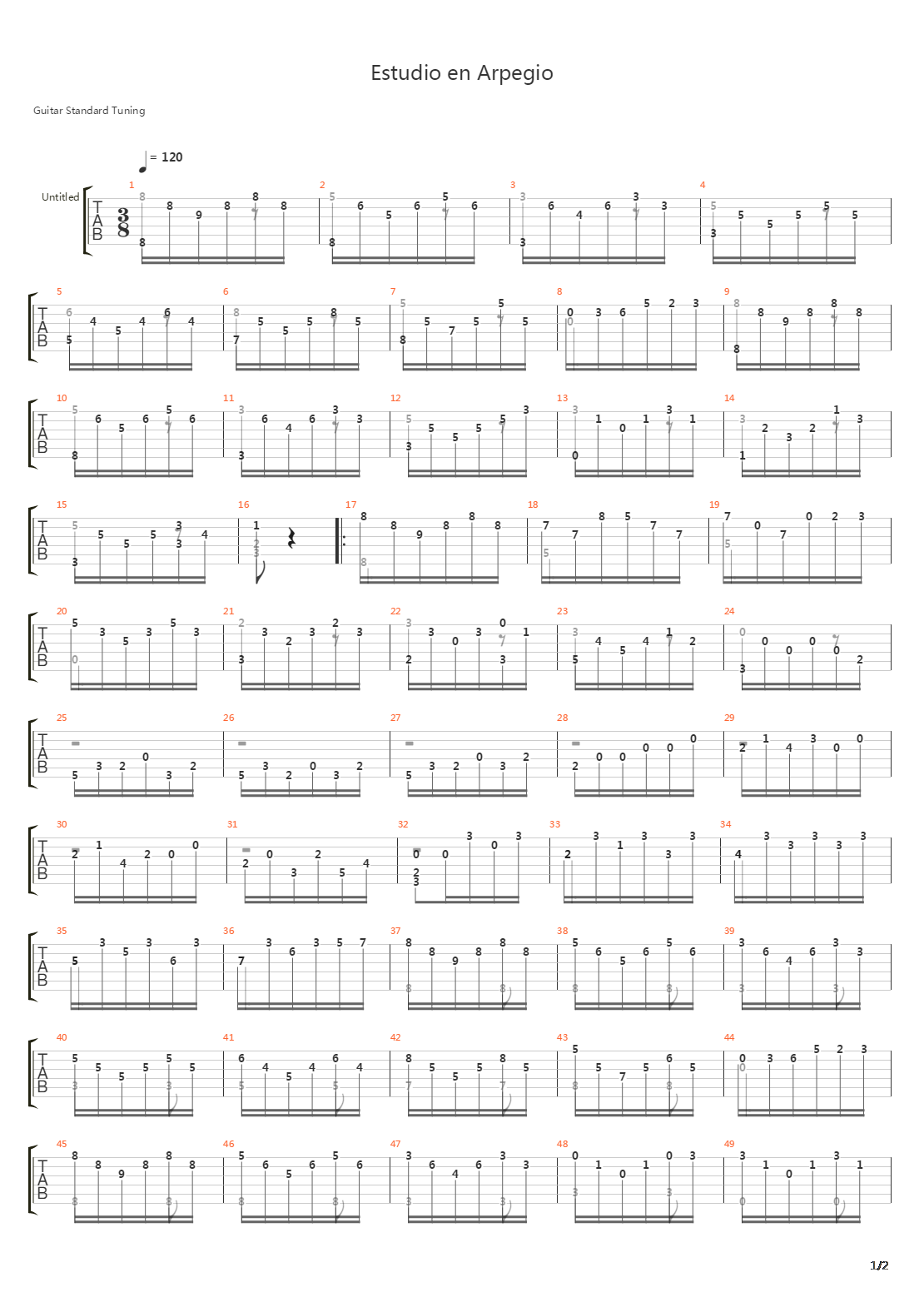Estudio en Arpegio吉他谱
