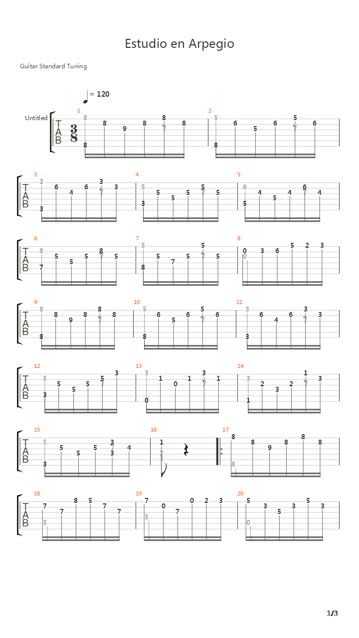 Estudio en Arpegio吉他谱