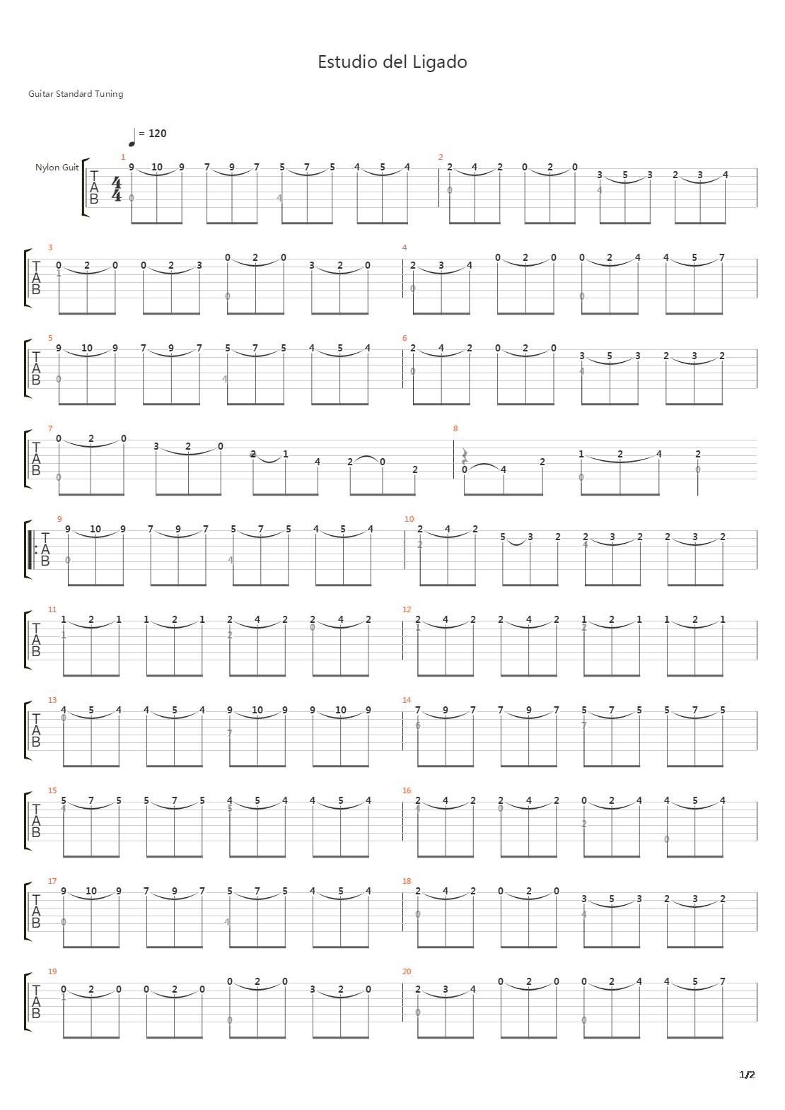 Estudio del Ligado吉他谱
