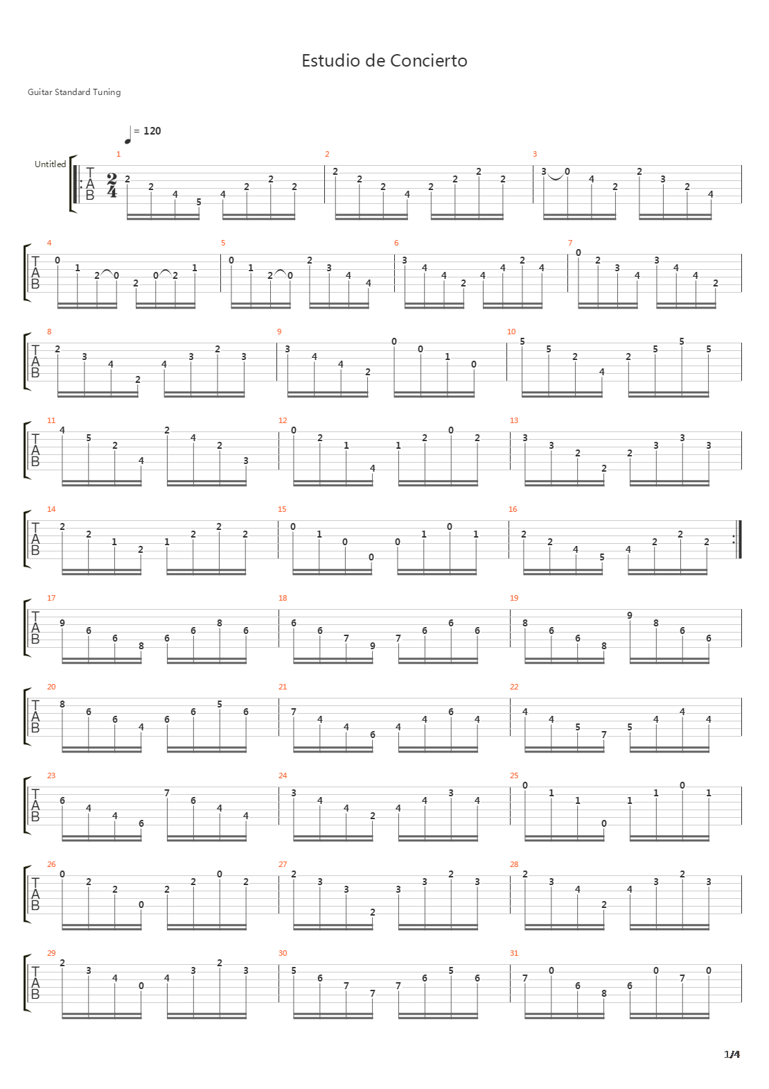 Estudio De Concierto吉他谱