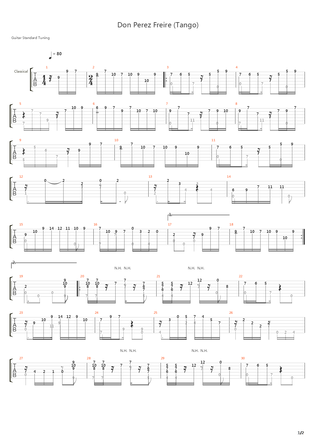 Don Perez Freire Tango吉他谱