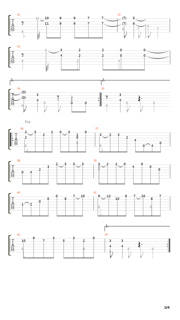 Danza Paraguaya No 2吉他谱