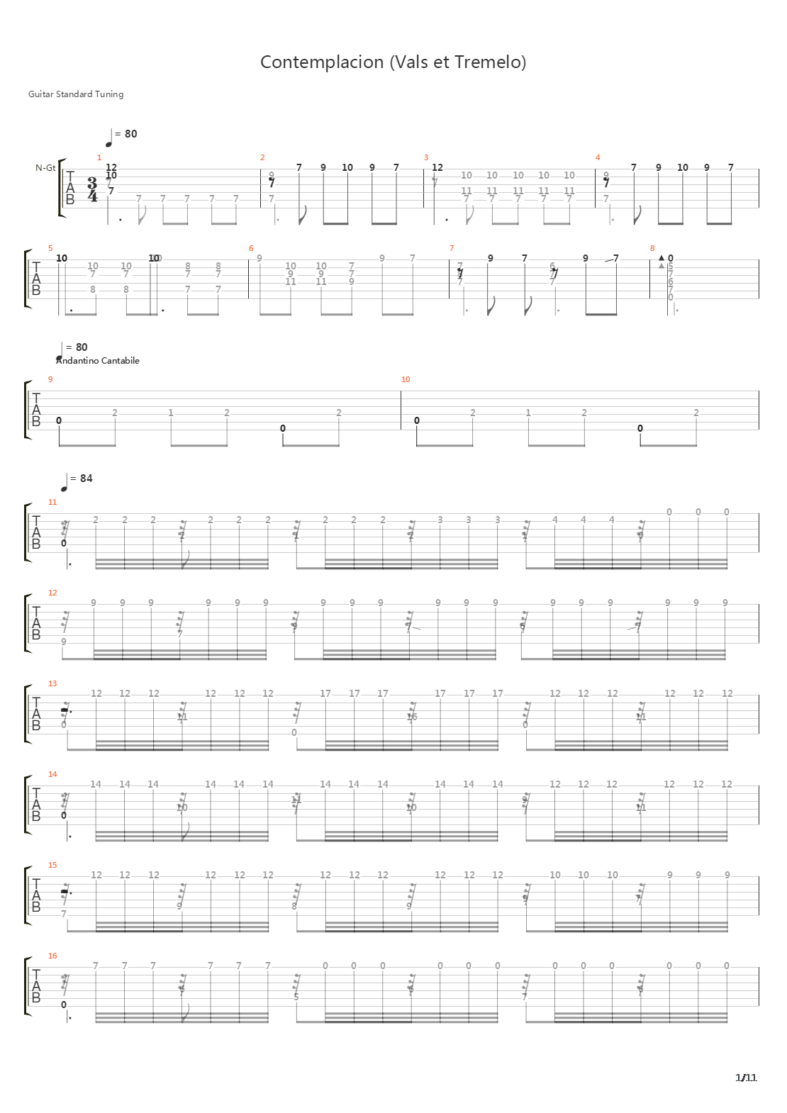 Contemplacion (Vals et Tremelo)吉他谱