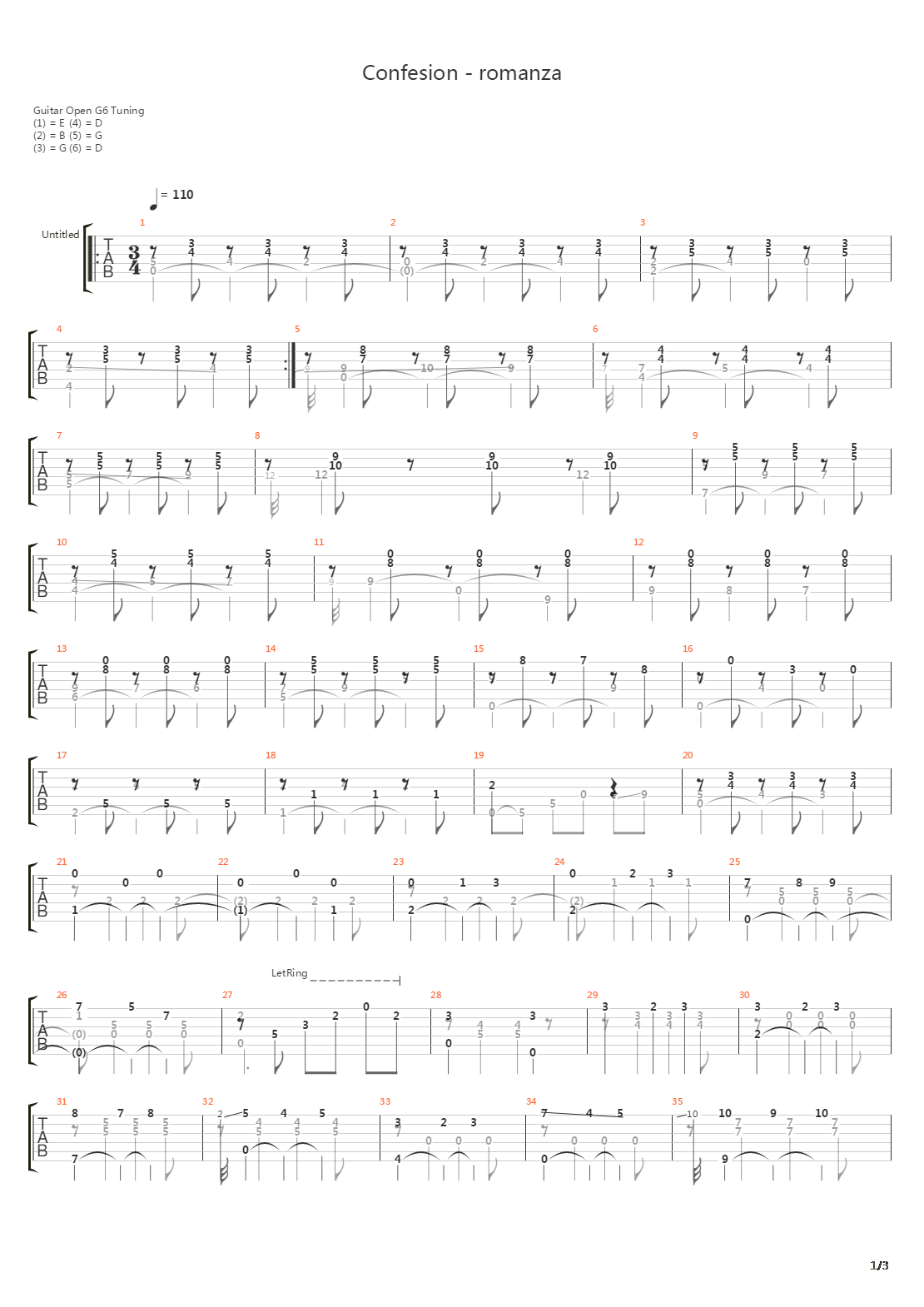 Confesion Romanza吉他谱
