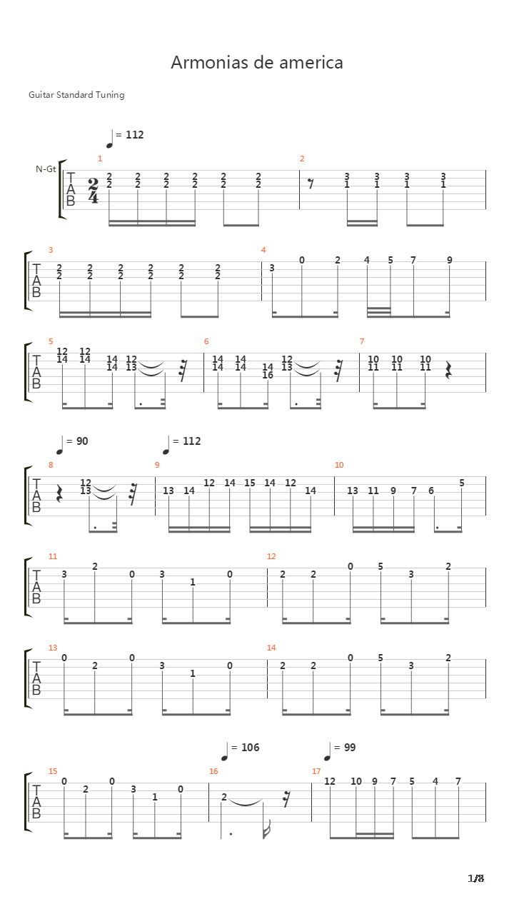 Armonias De America吉他谱