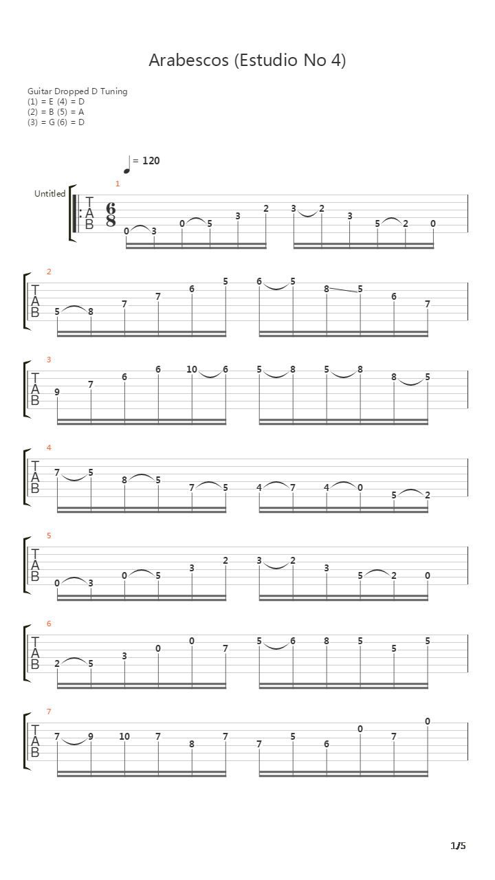 Arabescos (Estudio No 4)吉他谱