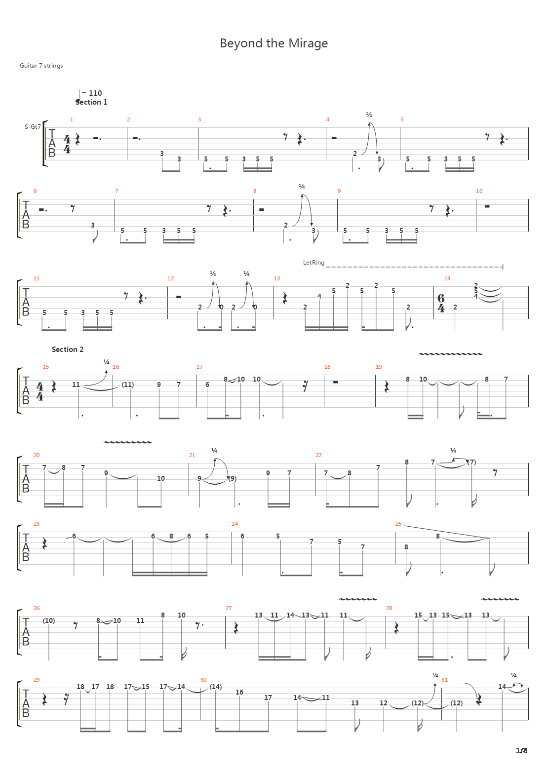 Beyond The Mirage吉他谱