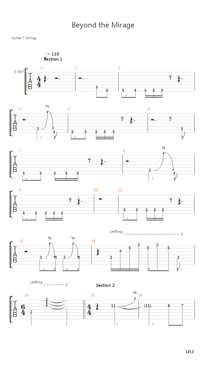 Beyond The Mirage吉他谱