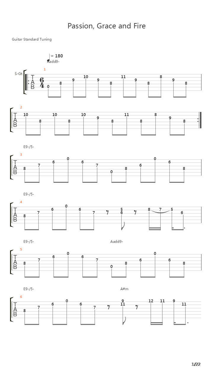 Passion Grace And Fire吉他谱