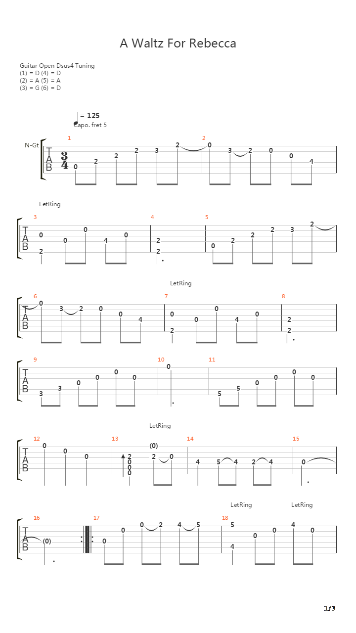 A Waltz For Rebecca吉他谱