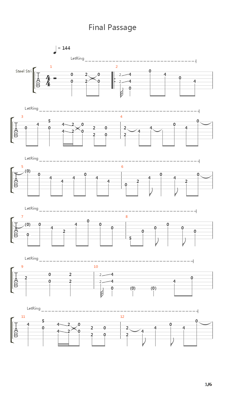 Final Passage吉他谱