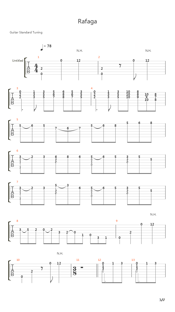 Rafaga吉他谱