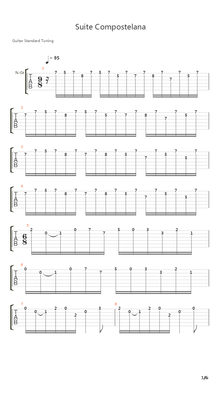 Suite Compostelana I Peludio吉他谱