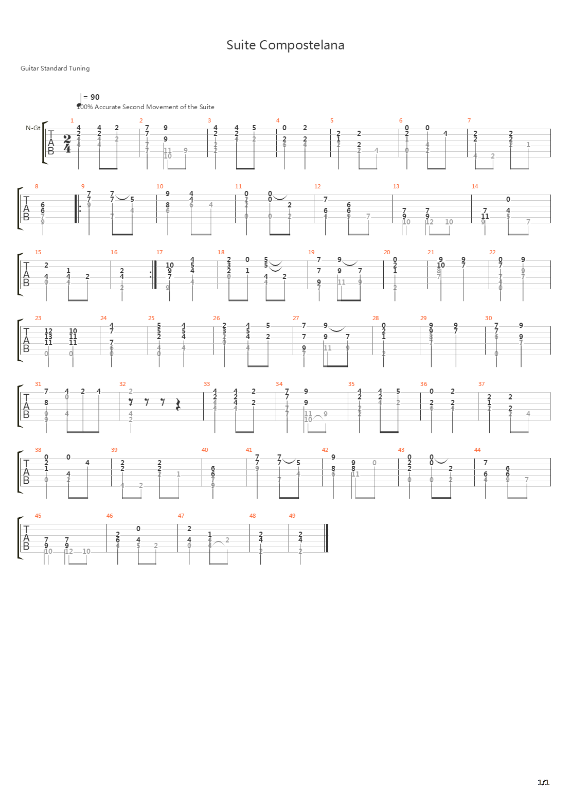 Suite Compostelana II Coral吉他谱