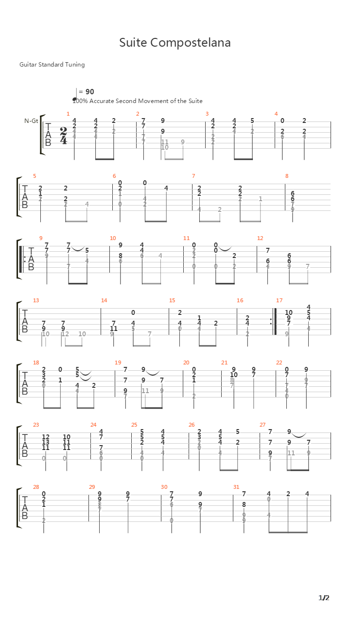 Suite Compostelana II Coral吉他谱