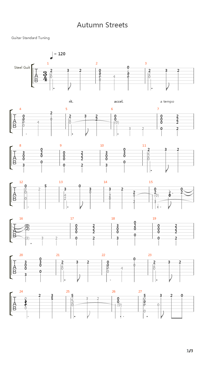 Autumn Streets吉他谱