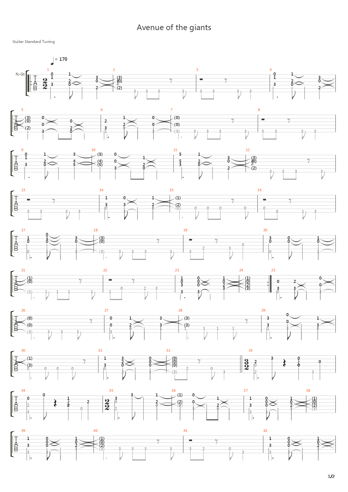 Avenue Of The Giants吉他谱