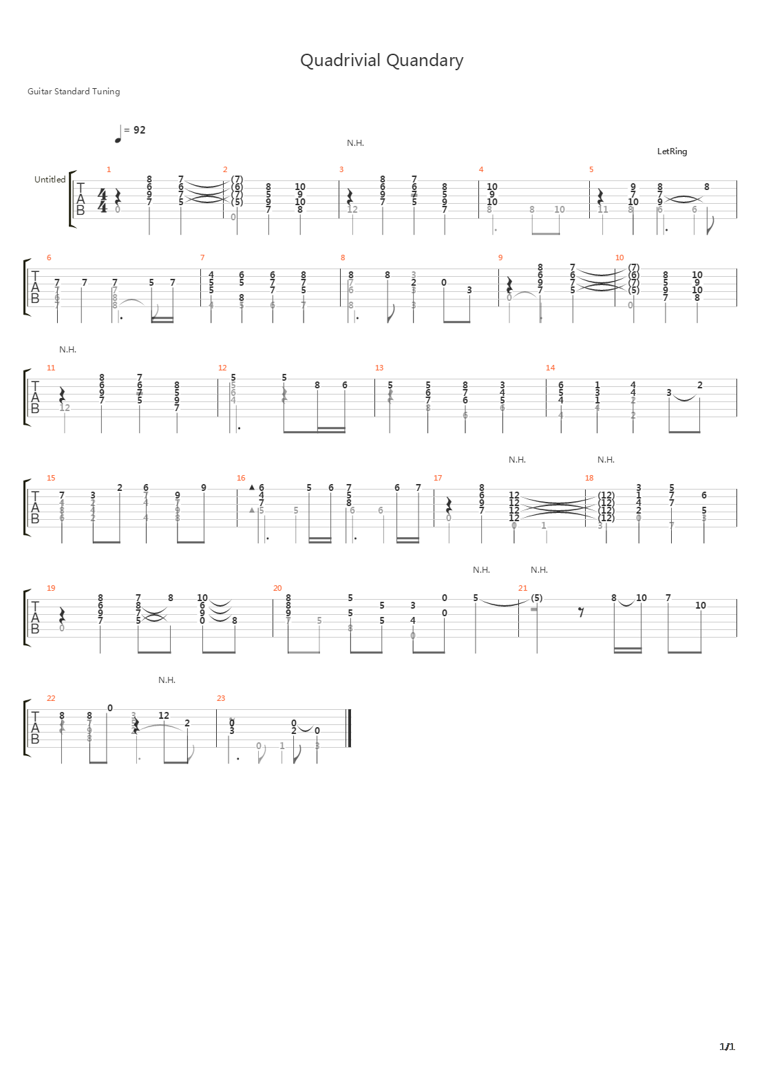 Quadrivial Quandary吉他谱