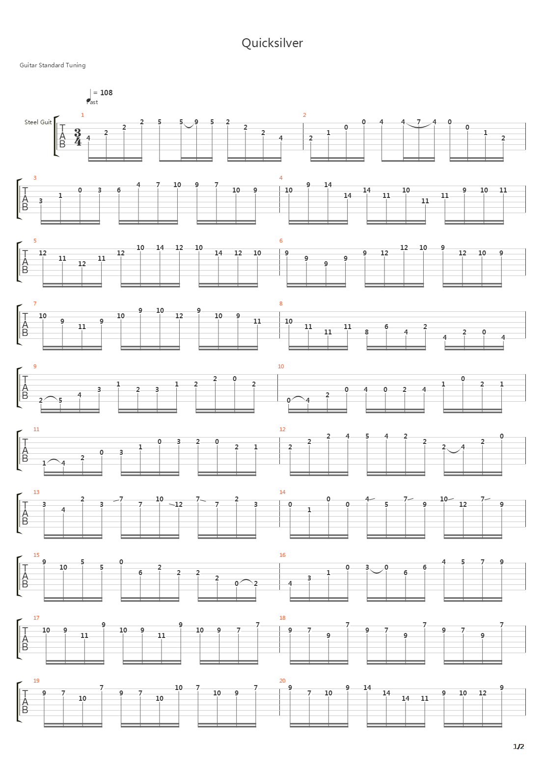 Quicksilver吉他谱