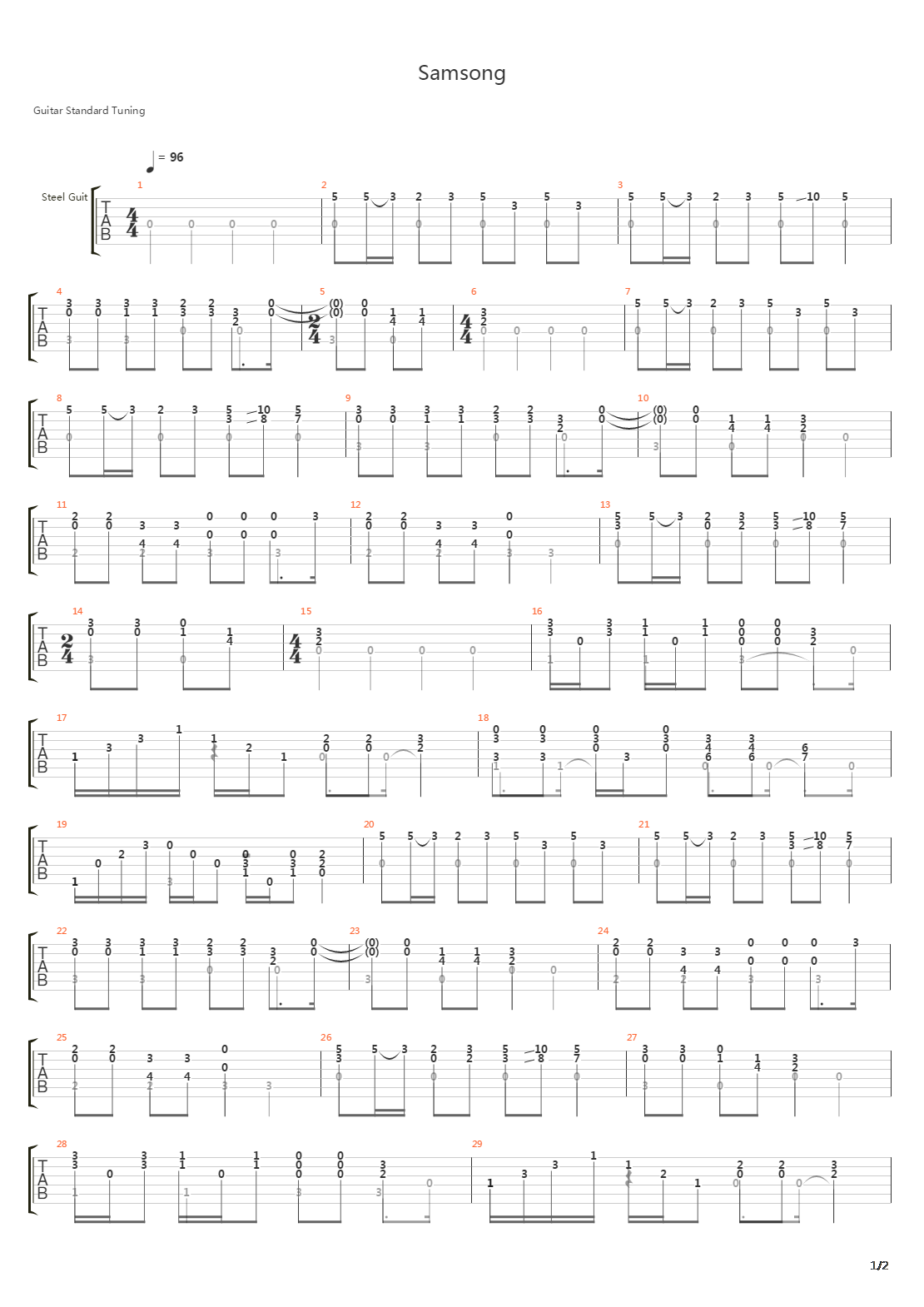 Samsong吉他谱